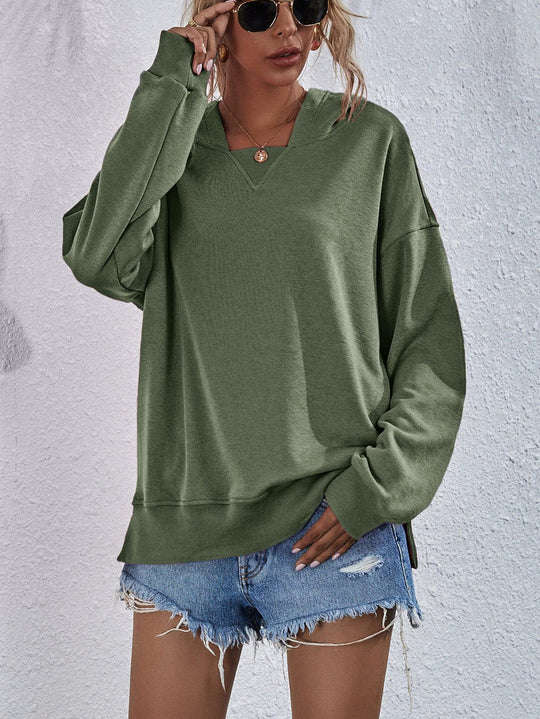 Sweat à Capuche à Épaules Tombantes en Polyester 7