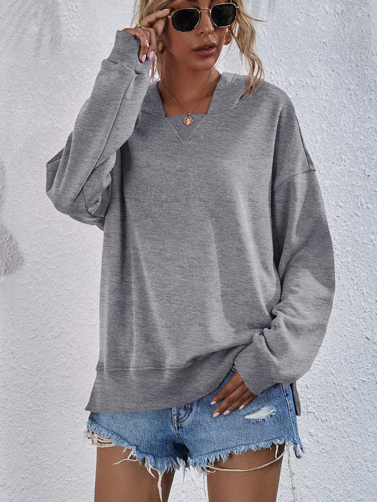 Sweat à Capuche à Épaules Tombantes en Polyester 9