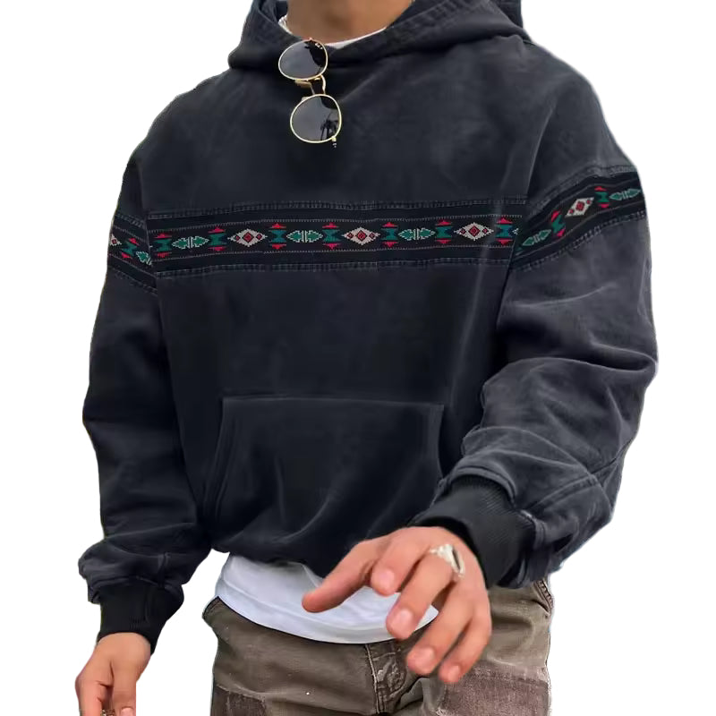 Sweat à Capuche pour Hommes - Coupe Oversize - Imprimé Rétro 0