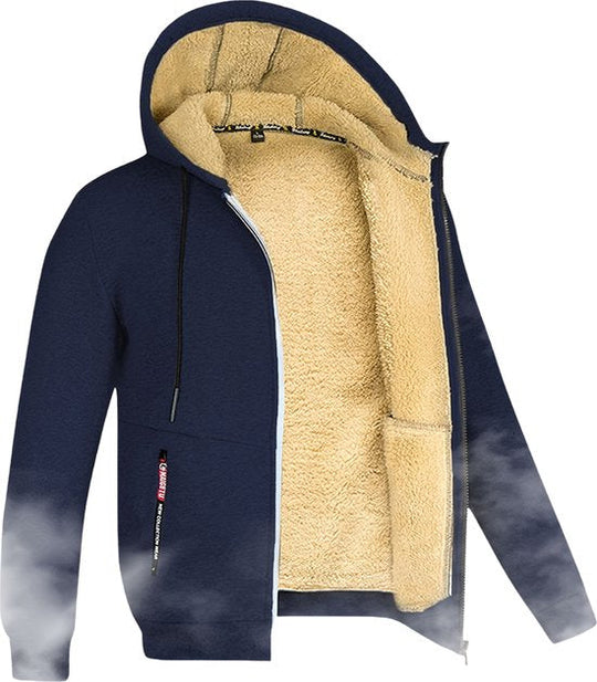 Sweat à capuche zippé en laine d'agneau pour homme, idéal pour l'hiver 0