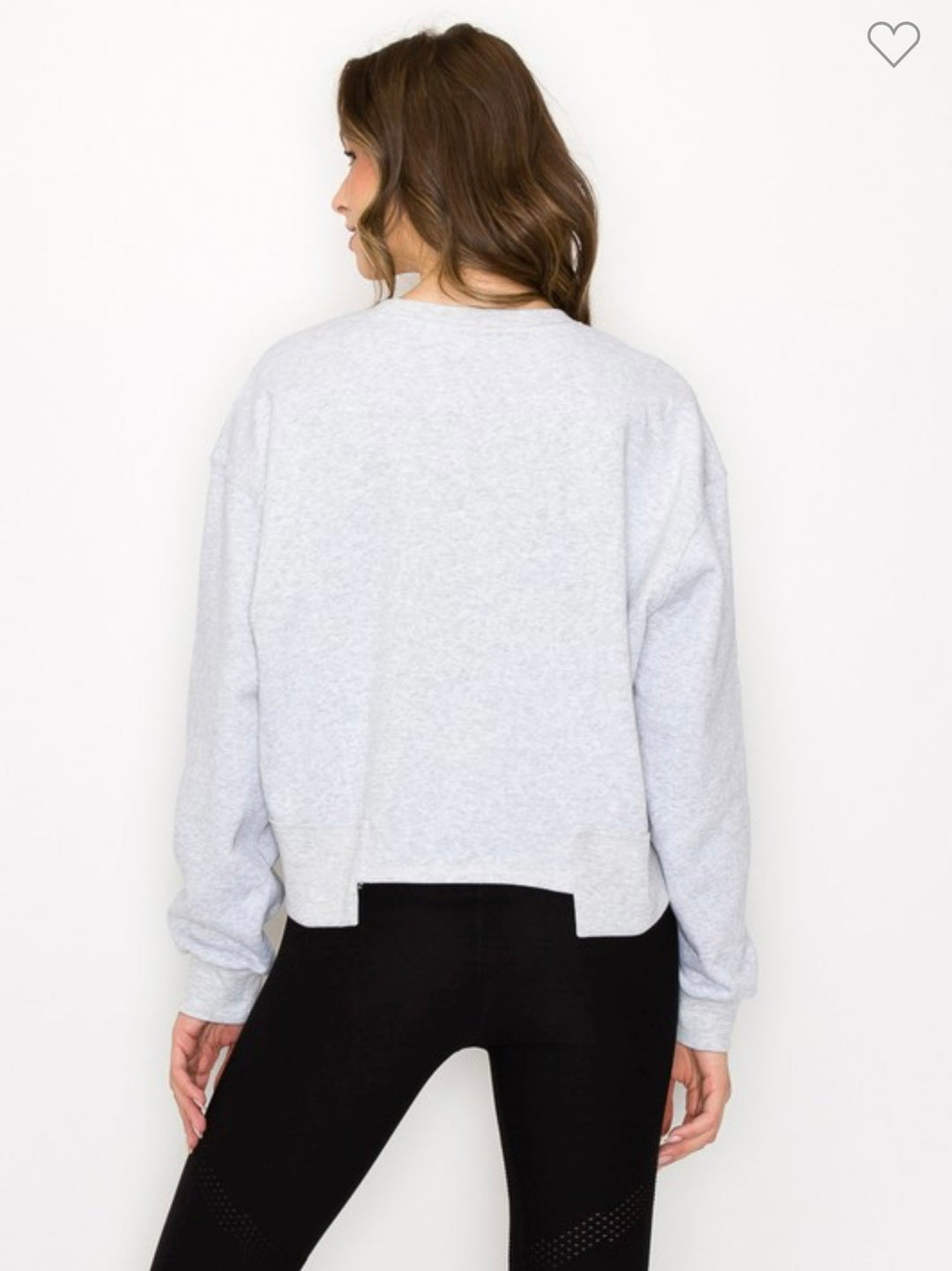 Sweatshirt Court Oversize Femme en Gris 1