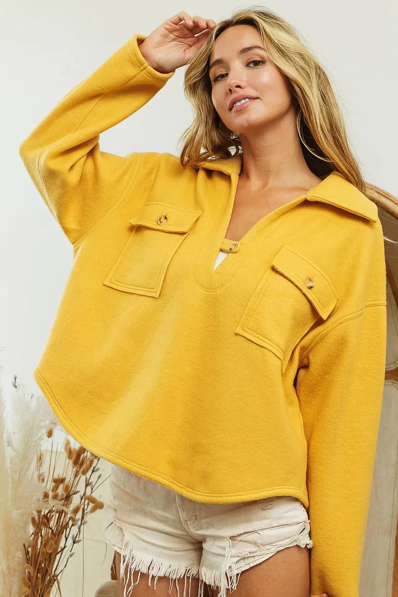 Sweatshirt à Col Fleece pour Femme avec Poches Rabat 6