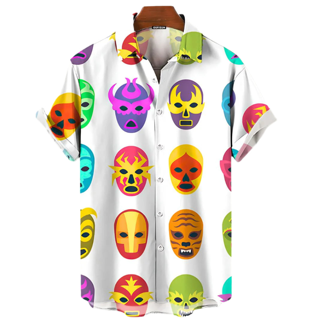 T-shirt Homme Luchador Masques Détendu en Tissu Léger 0