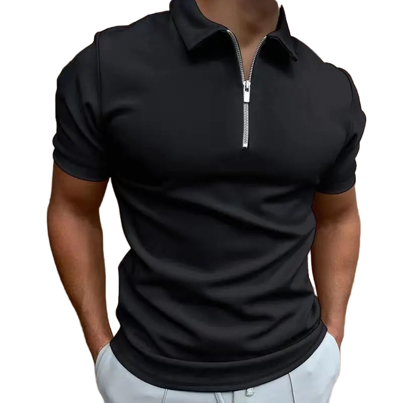 T-shirt Homme à Manches Courtes Col Zippé Confortable et Moderne 0