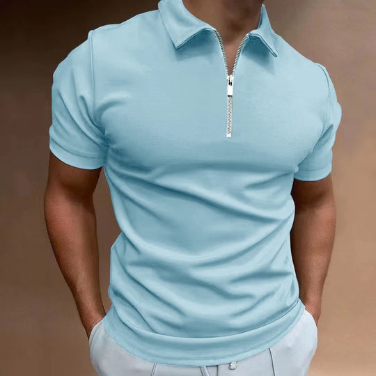T-shirt Homme à Manches Courtes Col Zippé Confortable et Moderne 1