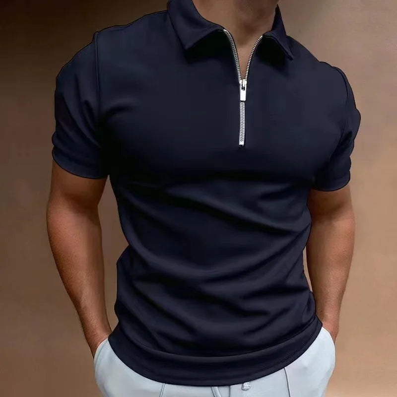 T-shirt Homme à Manches Courtes Col Zippé Confortable et Moderne 2