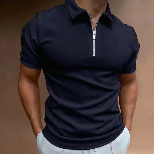 T-shirt Homme à Manches Courtes Col Zippé Confortable et Moderne 2