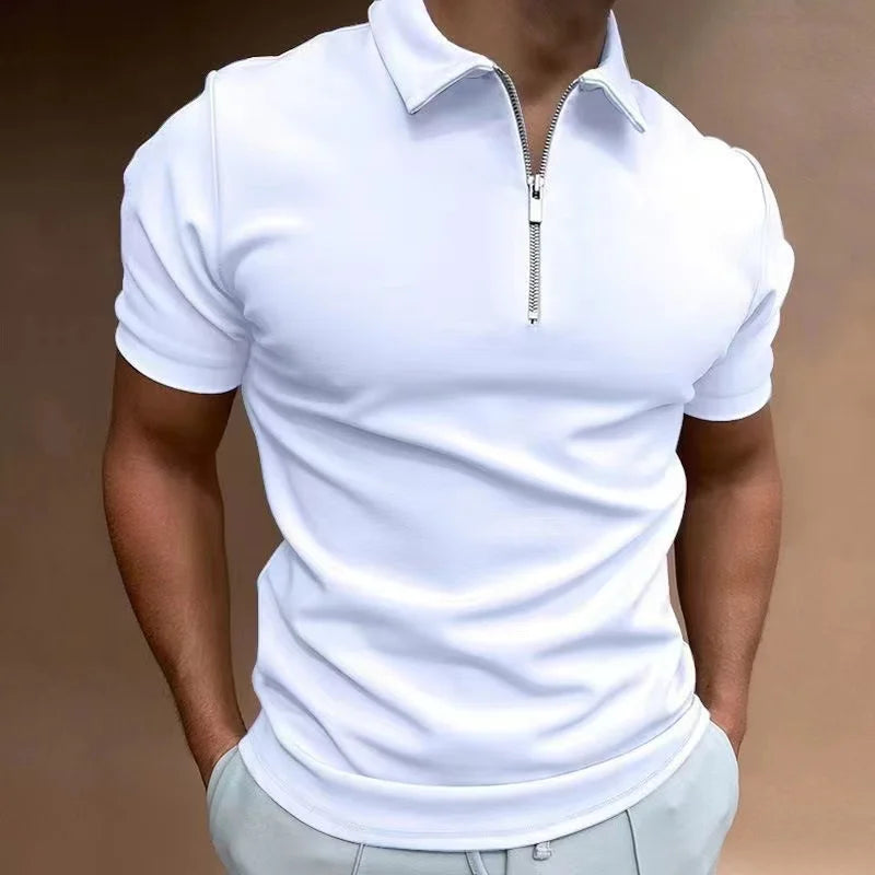 T-shirt Homme à Manches Courtes Col Zippé Confortable et Moderne 3