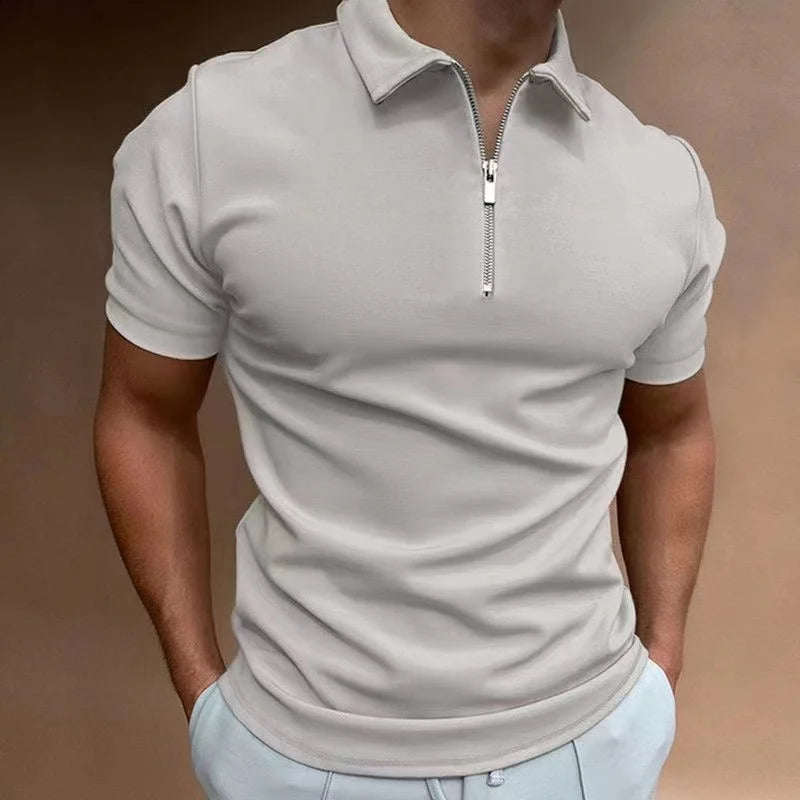 T-shirt Homme à Manches Courtes Col Zippé Confortable et Moderne 5