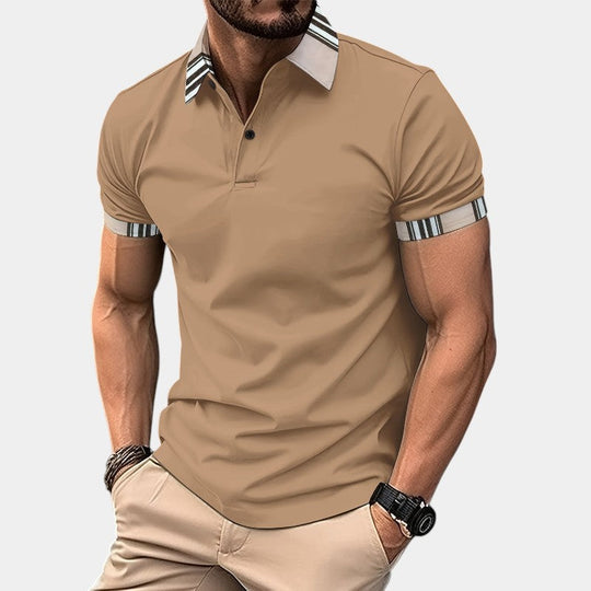 T-shirt à col rabattu à rayures pour homme en polyester 2