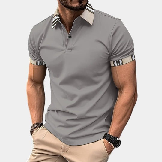 T-shirt à col rabattu à rayures pour homme en polyester 3