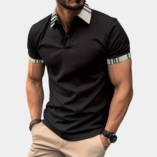 T-shirt à col rabattu à rayures pour homme en polyester 4