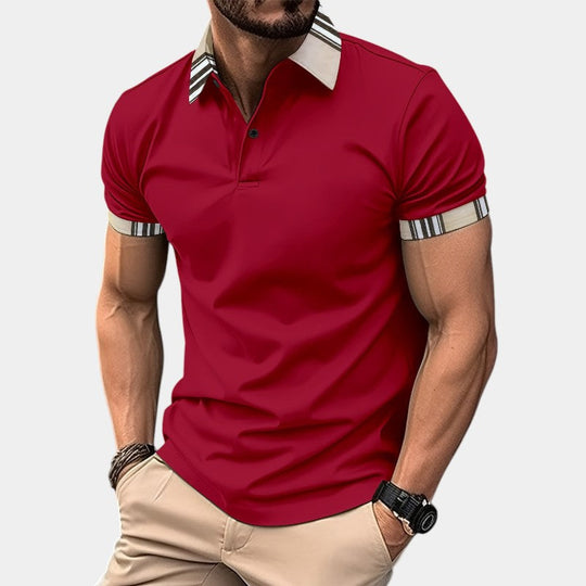 T-shirt à col rabattu à rayures pour homme en polyester 5