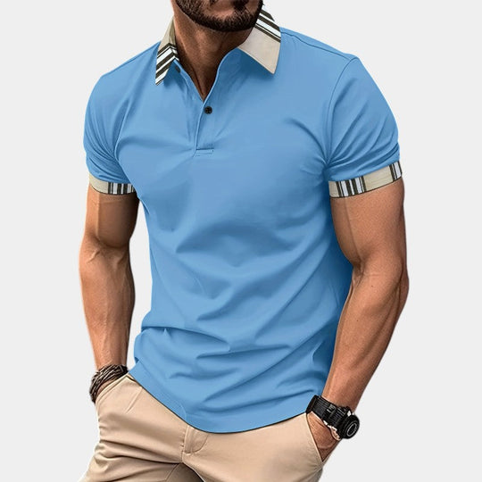 T-shirt à col rabattu à rayures pour homme en polyester 7