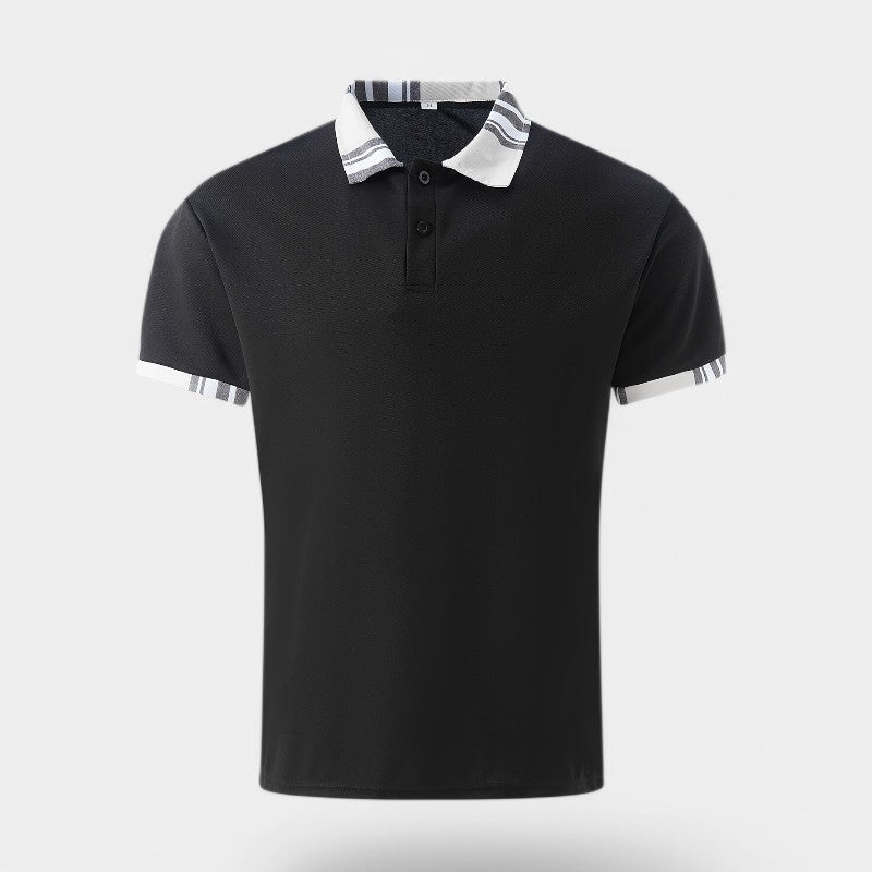 T-shirt à col rabattu à rayures pour homme en polyester 8