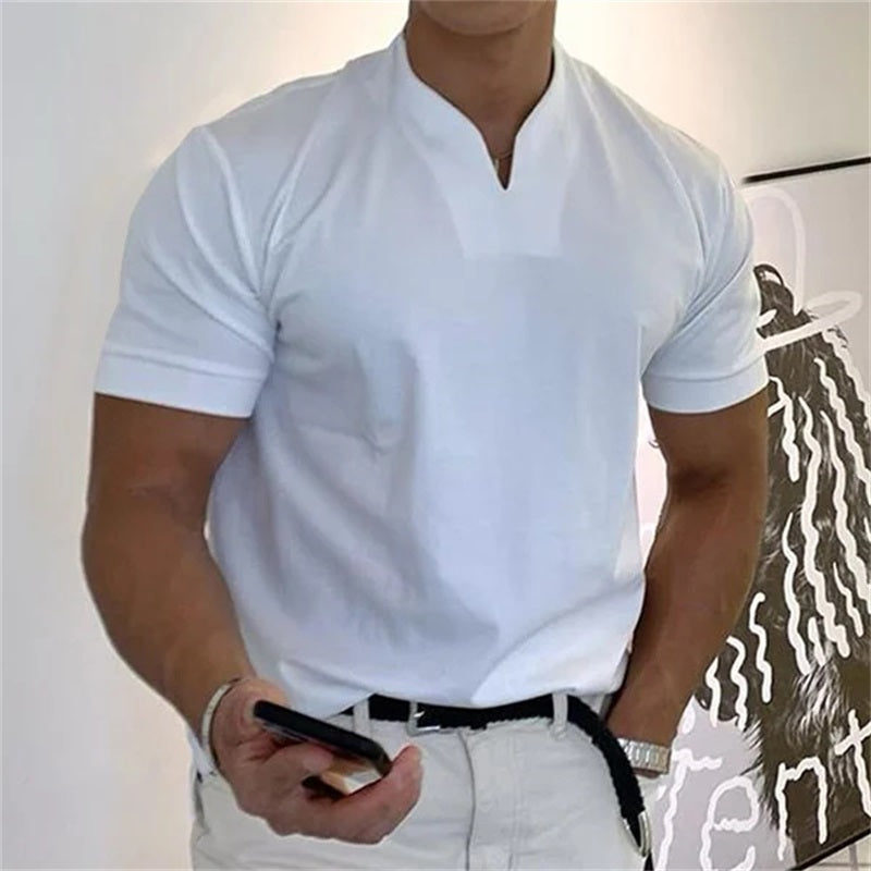 T-shirt de Fitness pour Hommes Col en V Sportif 0