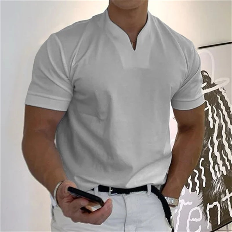 T-shirt de Fitness pour Hommes Col en V Sportif 4