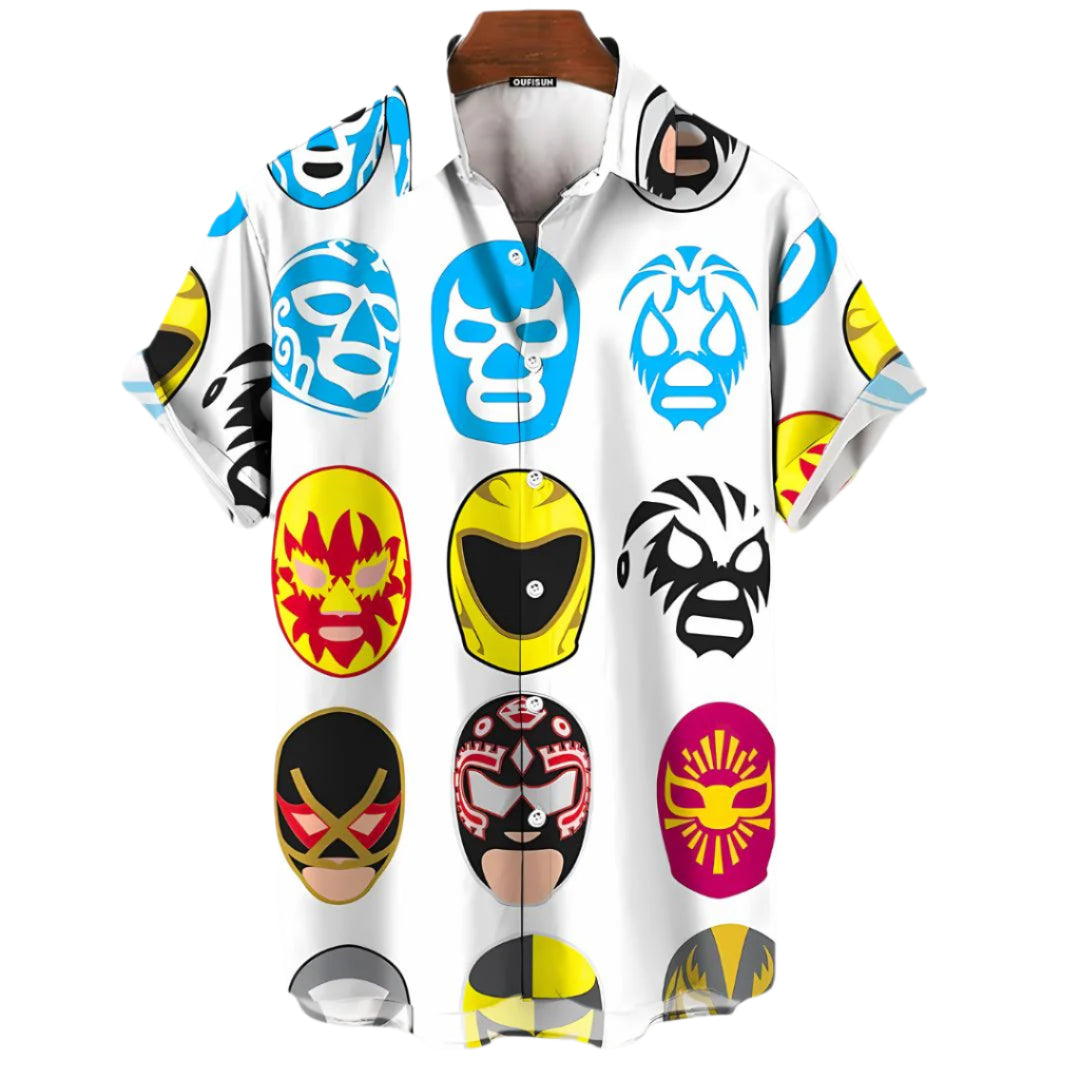 T-shirt pour hommes à motifs de luchador en tissu léger 0