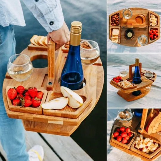 Table à Vin Pliable Portable en Bois 5