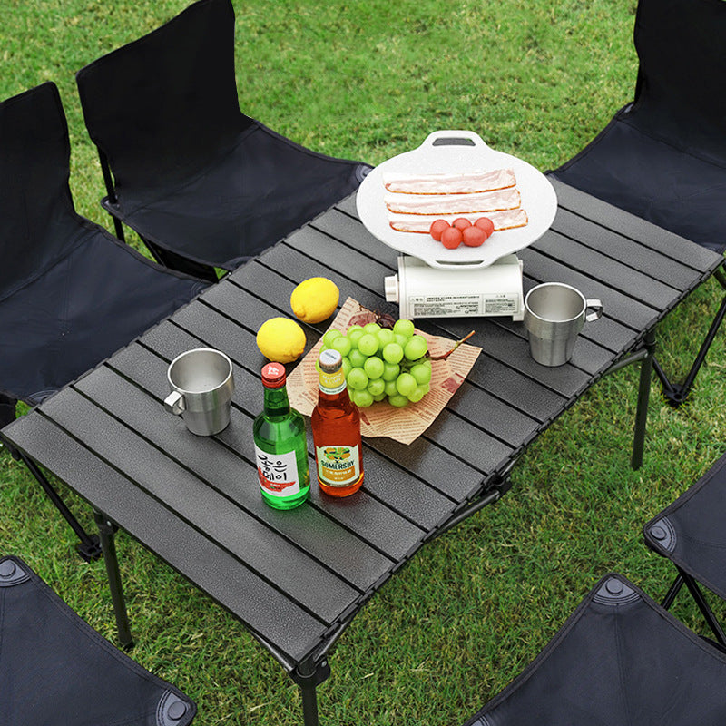 Table de camping pliable stable avec surface en bois 5