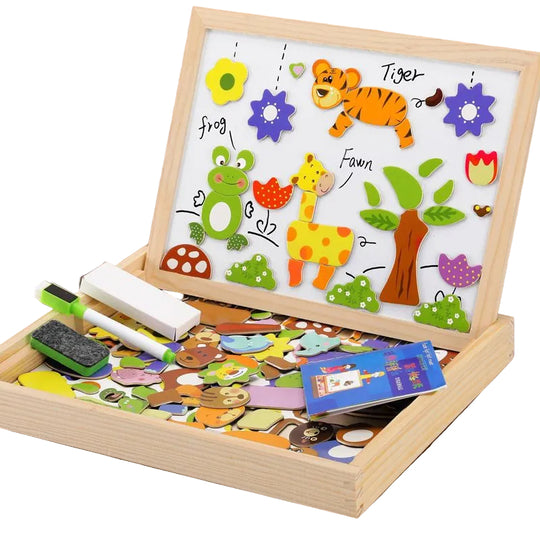 Tableau 2 en 1 pour Enfants avec Surface Magnétique et Tableau Noir 0