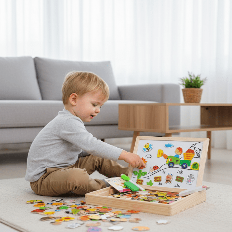 Tableau 2 en 1 pour Enfants avec Surface Magnétique et Tableau Noir 1