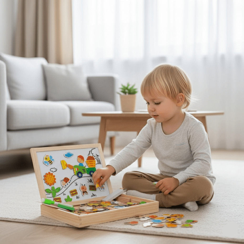 Tableau 2 en 1 pour Enfants avec Surface Magnétique et Tableau Noir 2
