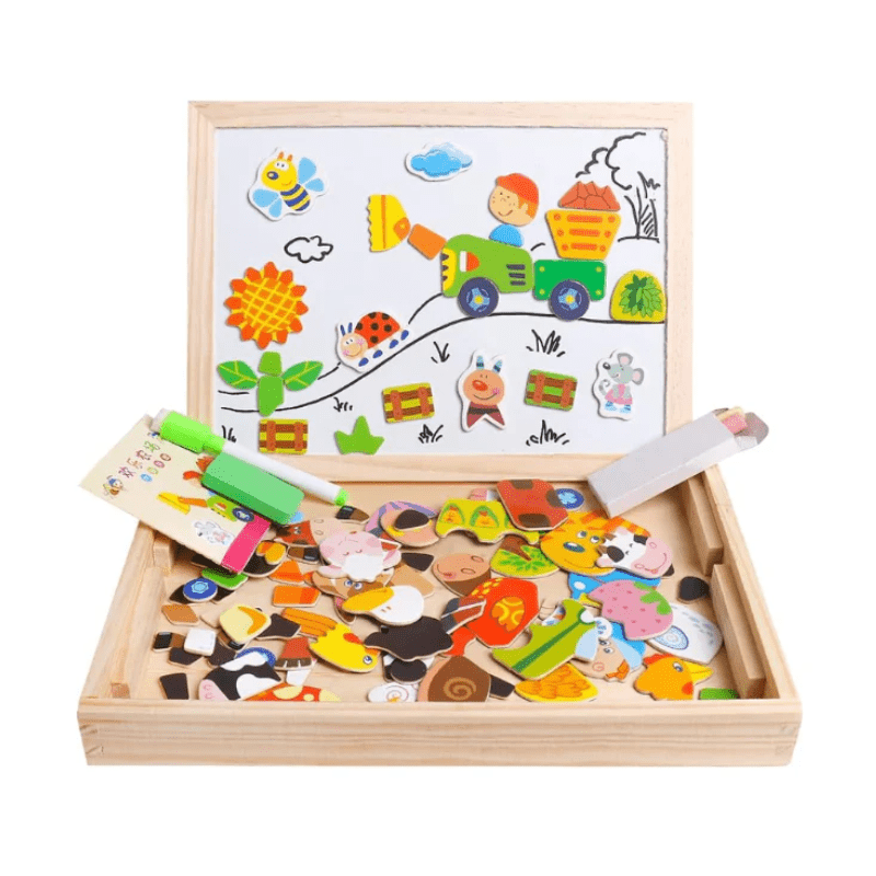 Tableau 2 en 1 pour Enfants avec Surface Magnétique et Tableau Noir 3
