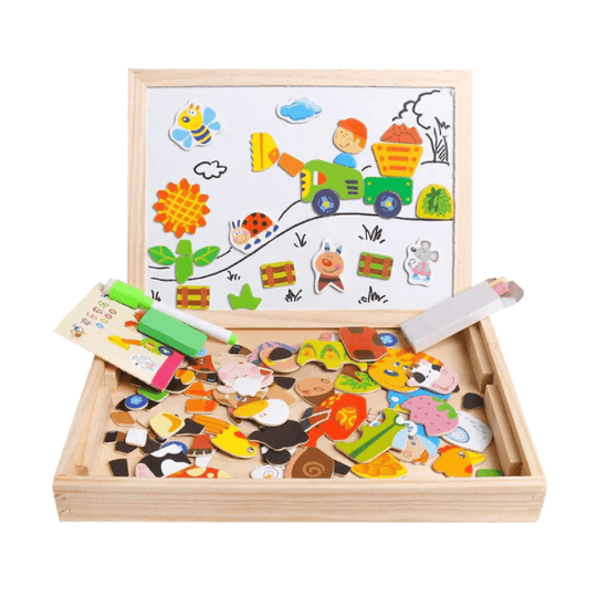 Tableau 2 en 1 pour Enfants avec Surface Magnétique et Tableau Noir 3