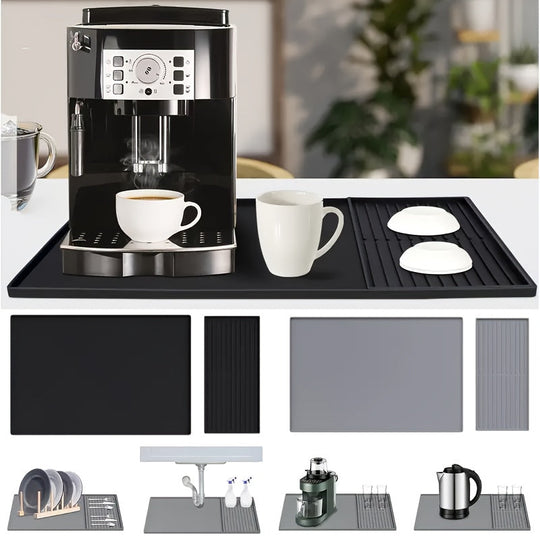 Tapis de Café en Silicone 2-en-1 avec Bords Surélevés 5