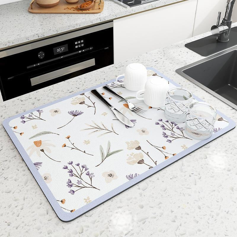 Tapis de Séchage de Cuisine Multifonctionnel Design Coloré 0