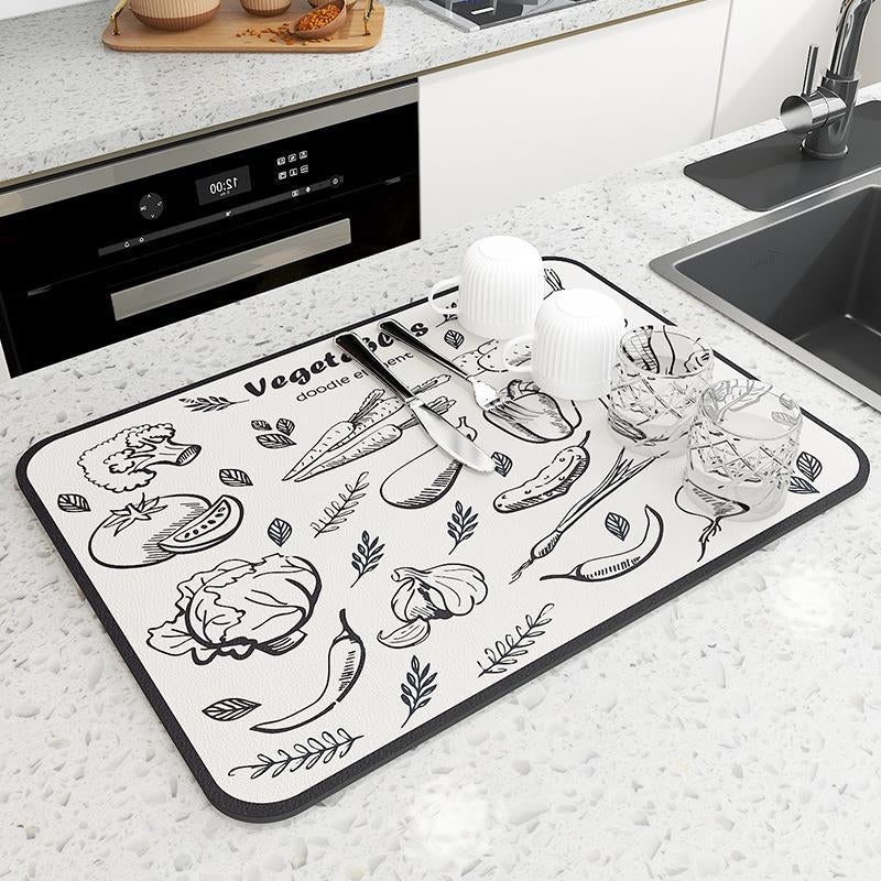 Tapis de Séchage de Cuisine Multifonctionnel Design Coloré 6