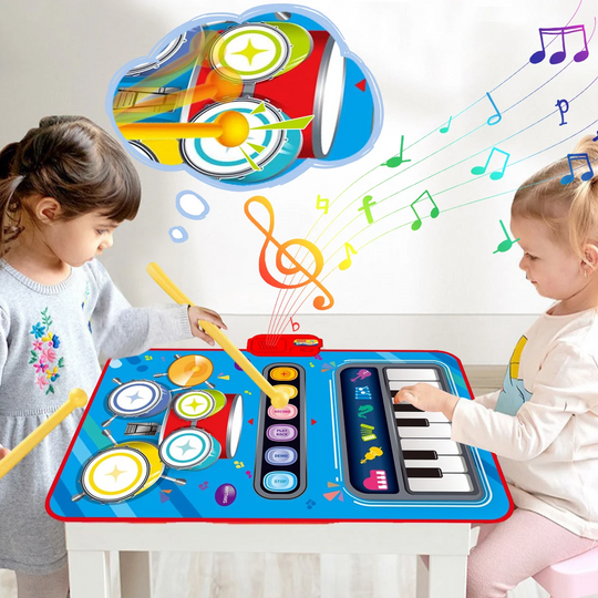 Tapis de jeu musical pour enfants avec piano et batterie 2