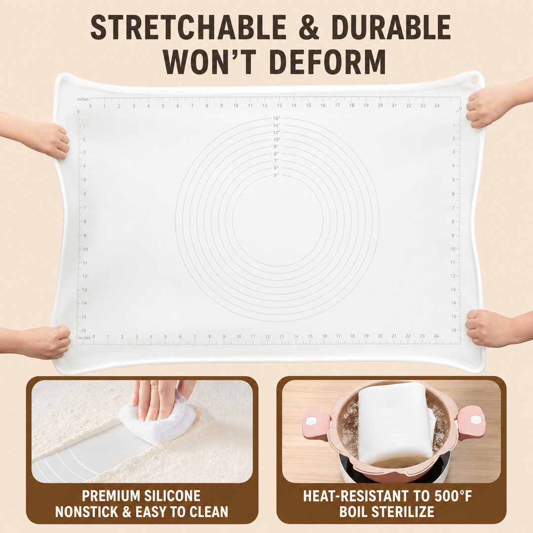 Tapis de pâtisserie en silicone avec grille de mesure et guides circulaires pour femmes 4