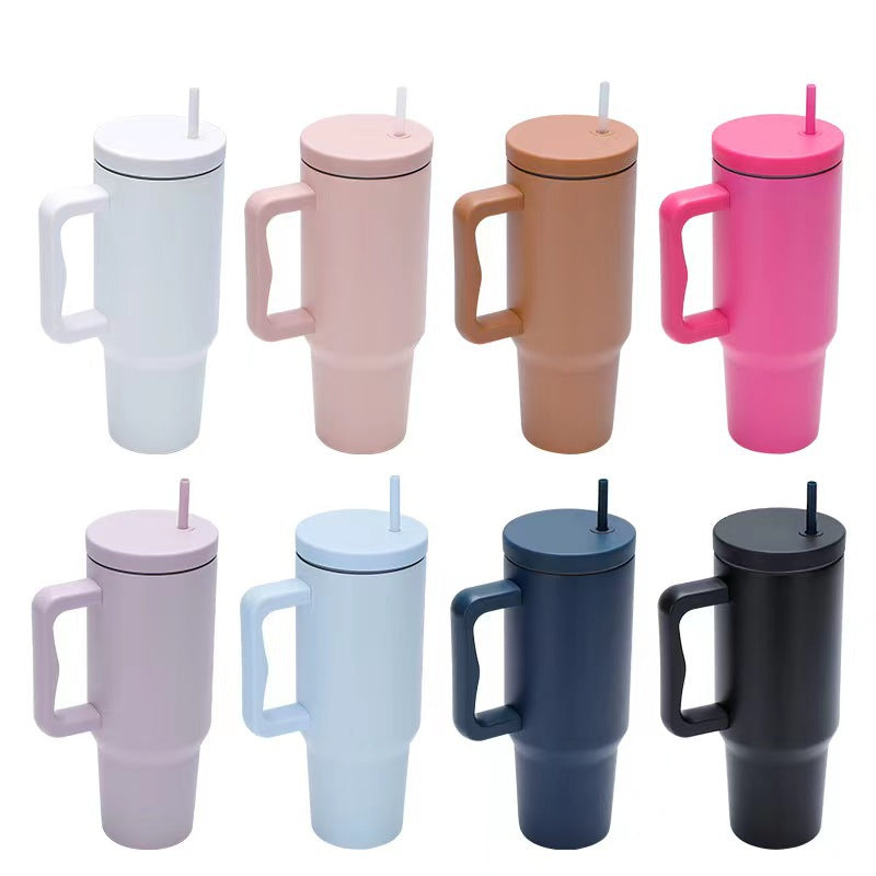 Tasse Thermos Femme Pratique avec Poignée Ergonomique et Paille Intégrée 1