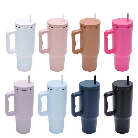 Tasse Thermos Femme Pratique avec Poignée Ergonomique et Paille Intégrée 1