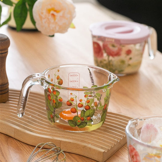 Tasse à Mesurer Rétro avec Couvercle Floral 1