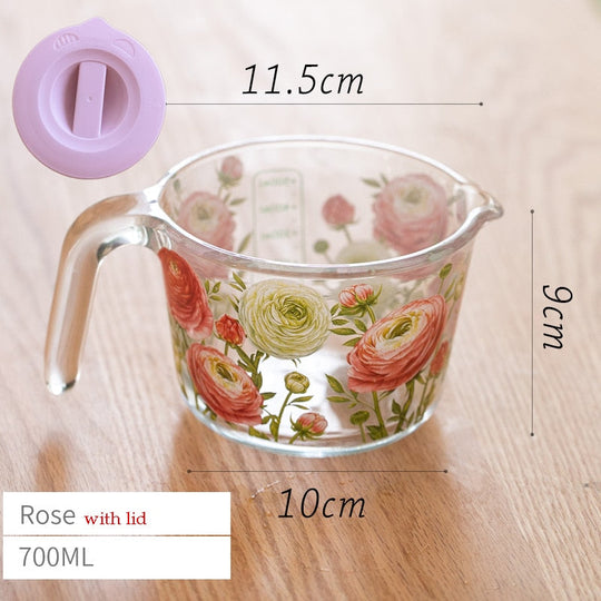 Tasse à Mesurer Rétro avec Couvercle Floral 11