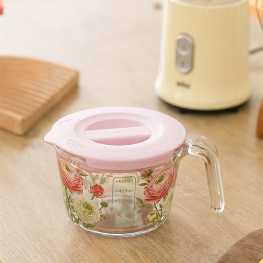 Tasse à Mesurer Rétro avec Couvercle Floral 4