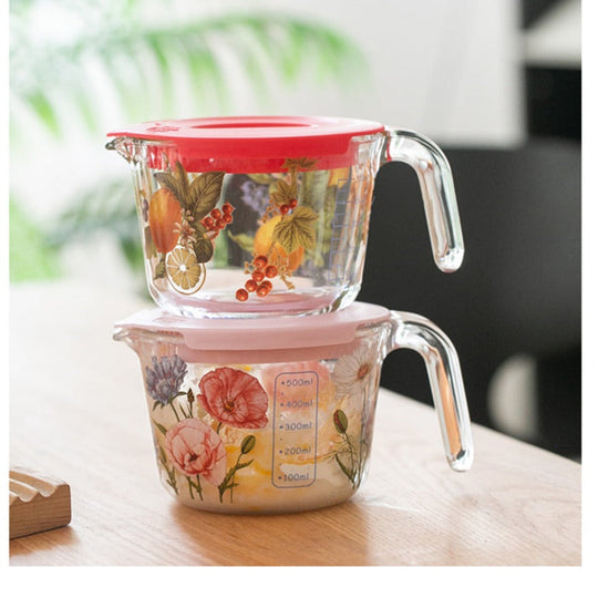 Tasse à Mesurer Rétro avec Couvercle Floral 7