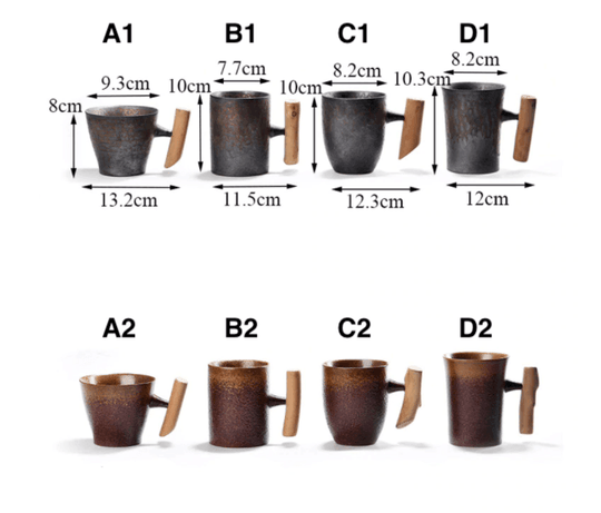 Tasse à café en céramique japonaise avec poignée en bois 0