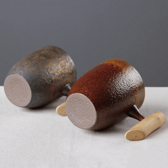 Tasse à café en céramique japonaise avec poignée en bois 3