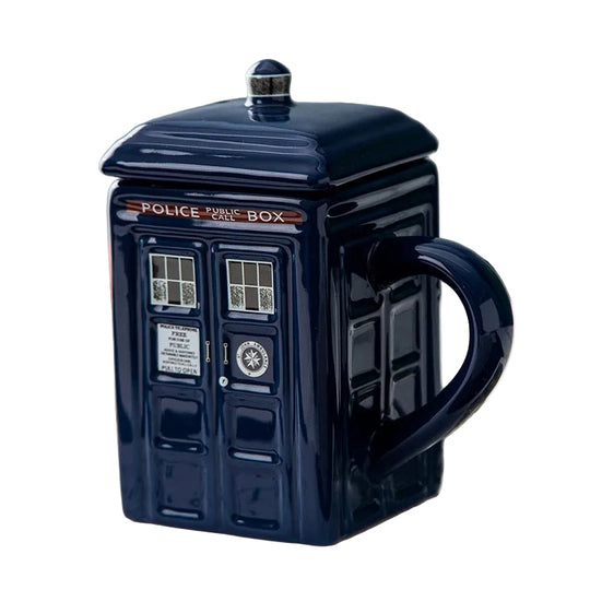 Tasse en Céramique Inspirée de la Boîte de Police avec Cuillère Assortie 0