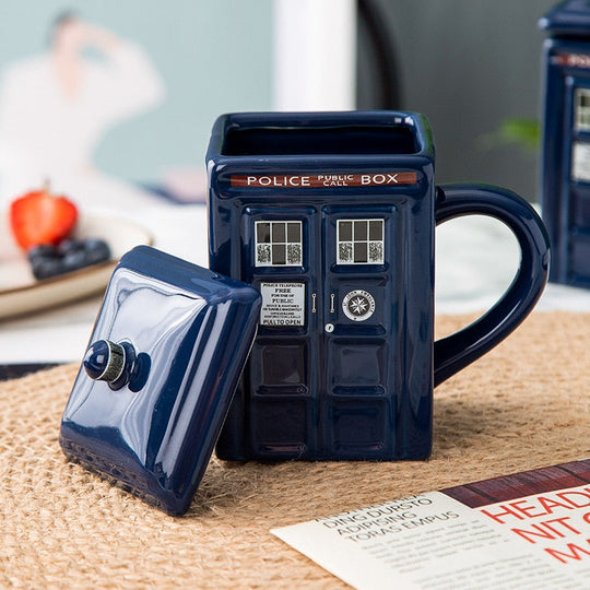 Tasse en Céramique Inspirée de la Boîte de Police avec Cuillère Assortie 4