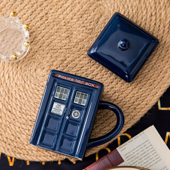 Tasse en Céramique Inspirée de la Boîte de Police avec Cuillère Assortie 5