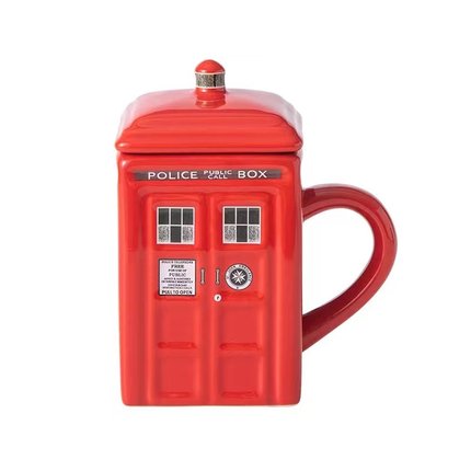 Tasse en Céramique Inspirée de la Boîte de Police avec Cuillère Assortie 6