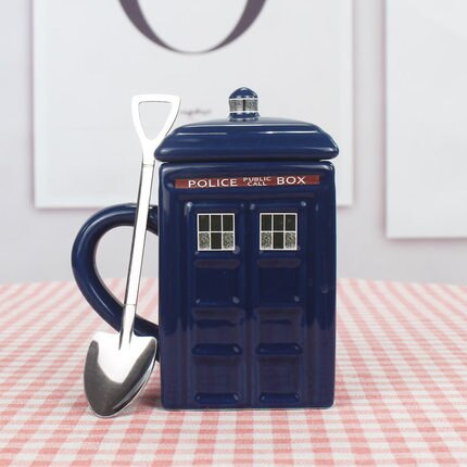 Tasse en Céramique Inspirée de la Boîte de Police avec Cuillère Assortie 7