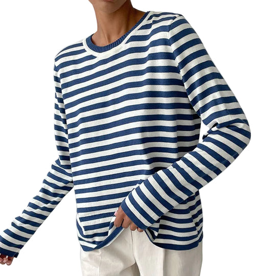 Tee Shirt Femme Manches Longues à Rayures Style Automnal 0