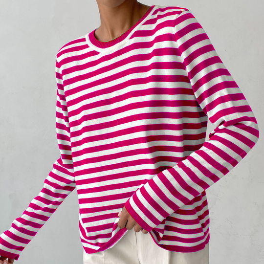 Tee Shirt Femme Manches Longues à Rayures Style Automnal 12