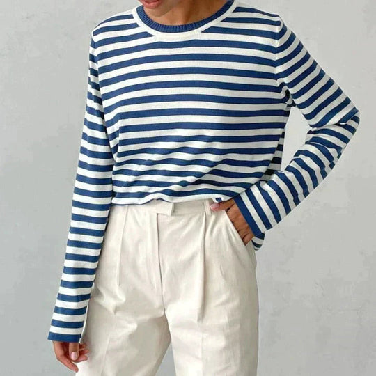 Tee Shirt Femme Manches Longues à Rayures Style Automnal 3